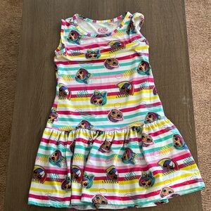 L.O.L. Surprise! Pink, Teal & Yellow Striped Sleeveless Dress